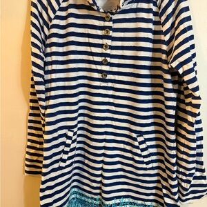 Lilly Pulitzer Navy and White Striped Long Sleeve Dress